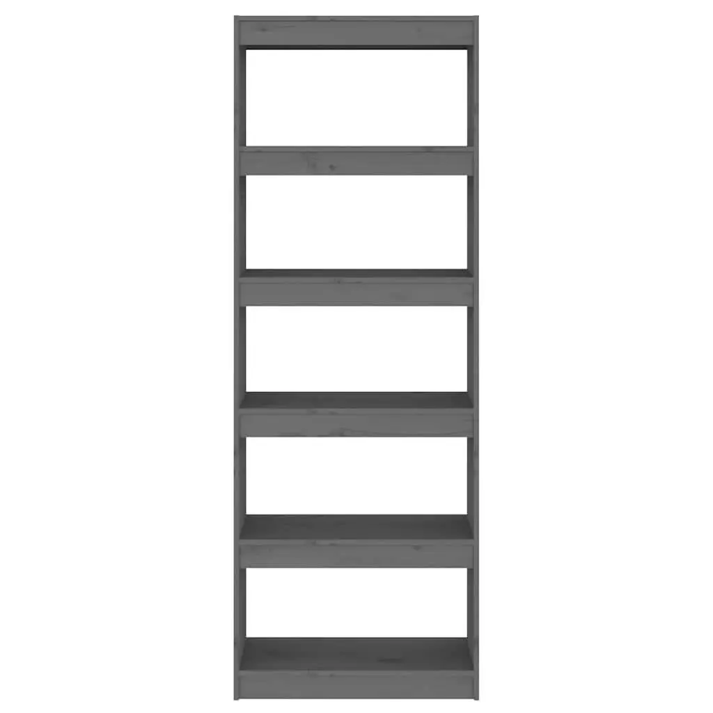 Book Cabinet Room Divider 60x30x167.5 cm Grey Solid Pine Wood Shelf