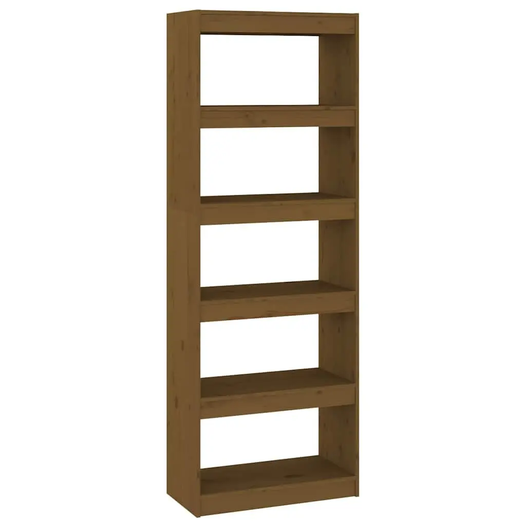 Room Divider Bookcase Solid Pinewood Honey Brown 60x30x167.5cm Storage Unit