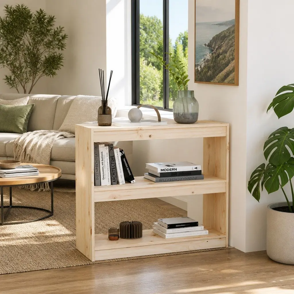 Solid Wood Pine Book Cabinet Room Divider 80x30x71.5 cm Storage Shelving