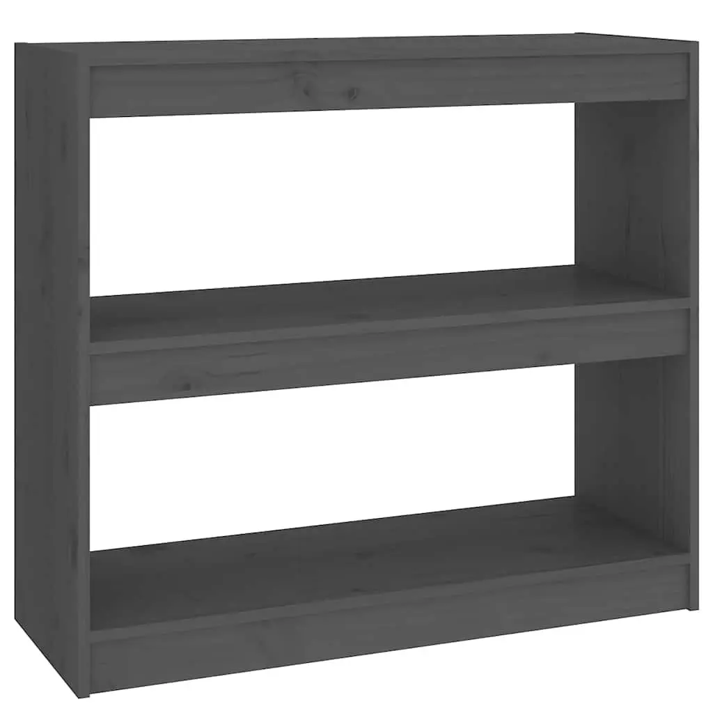 Grey Solid Pinewood Bookcase Shelving Unit Room Divider 80W x 30D x 71.5H cm