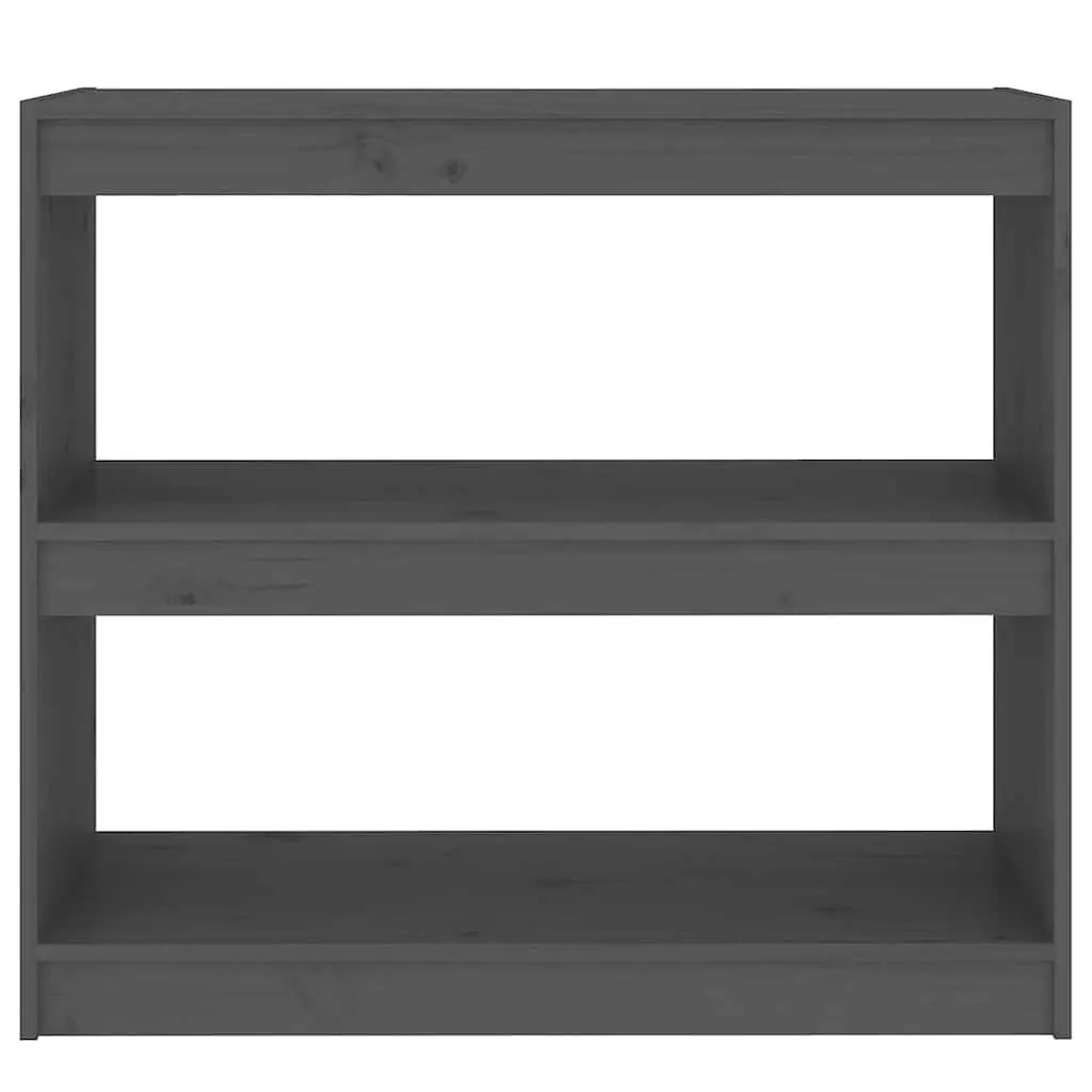 Grey Solid Pinewood Bookcase Shelving Unit Room Divider 80W x 30D x 71.5H cm