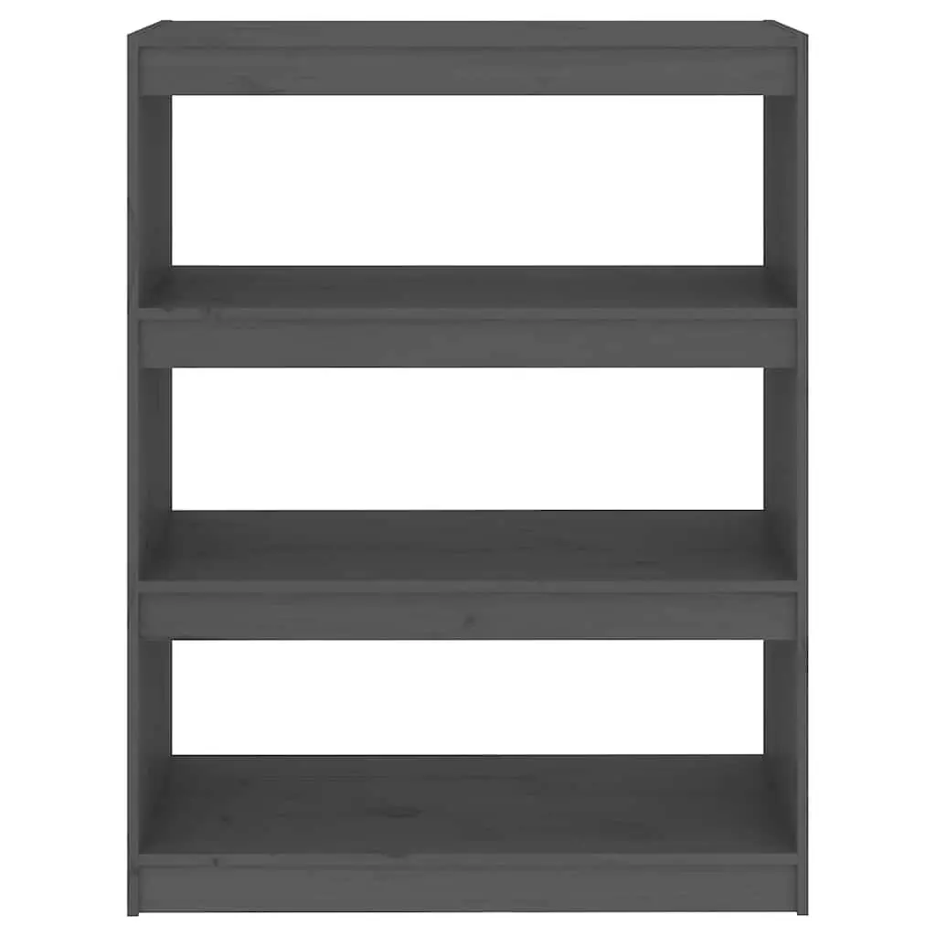 Grey Solid Pine Wood Book Shelf Storage Organizer Room Divider 3 Compartment