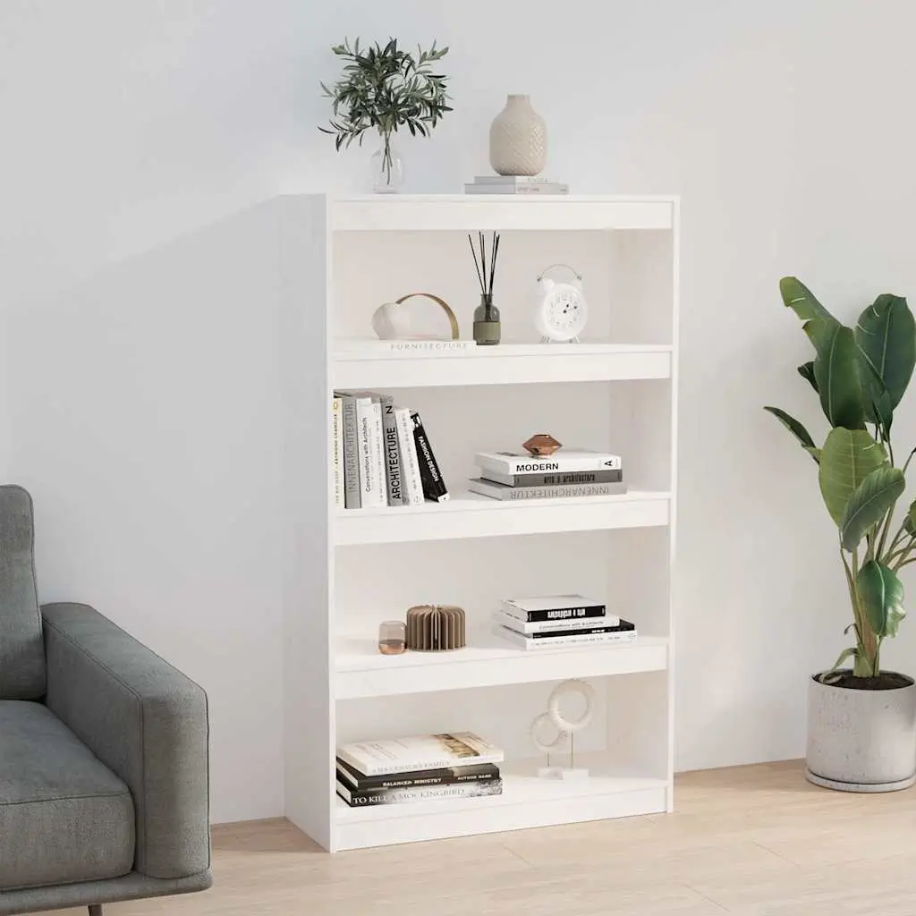Book Cabinet Room Divider White 80x30x135.5cm Solid Pine Wood Bookcase Shelf
