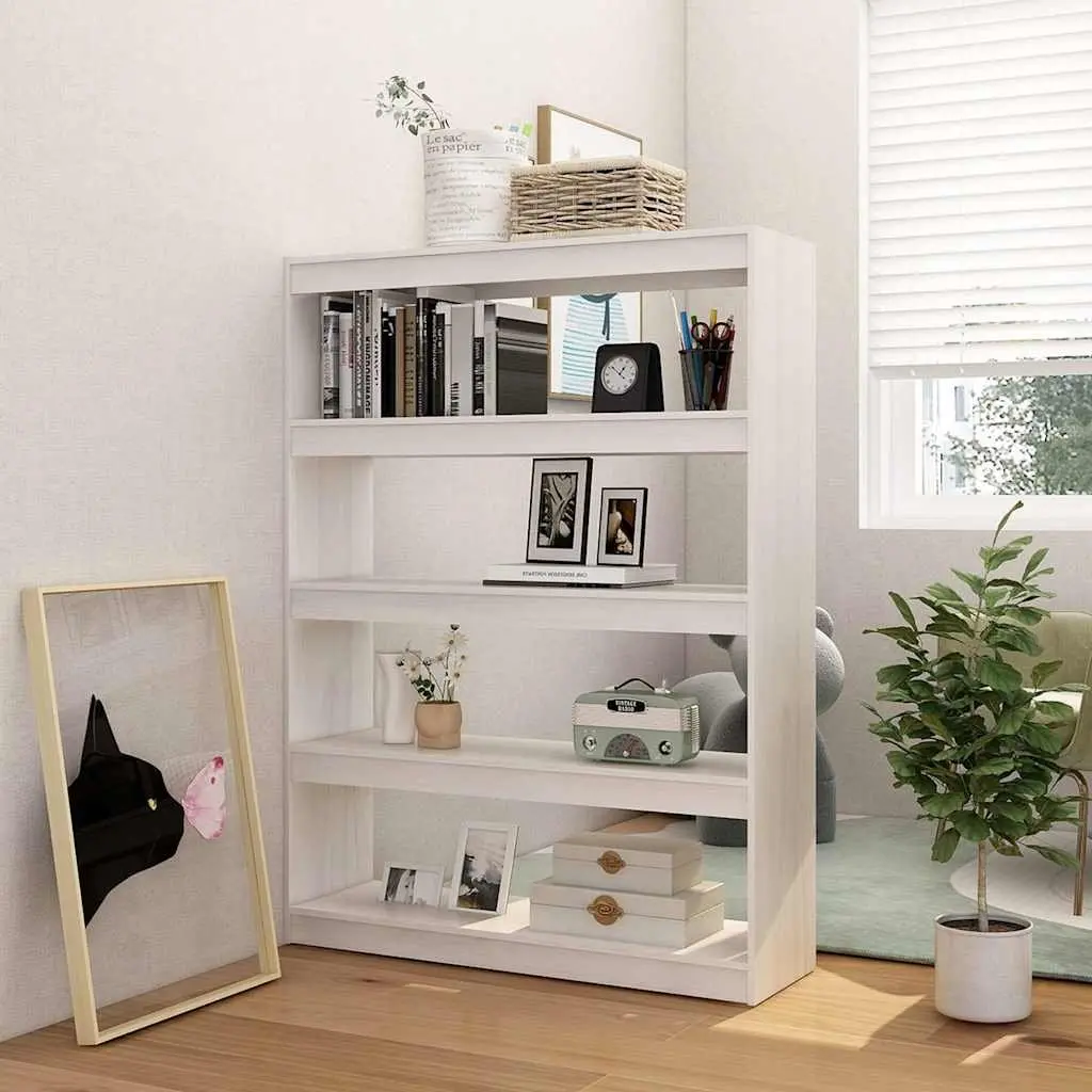 Solid Pinewood Bookcase 100x30x135.5cm White Room Divider Furniture