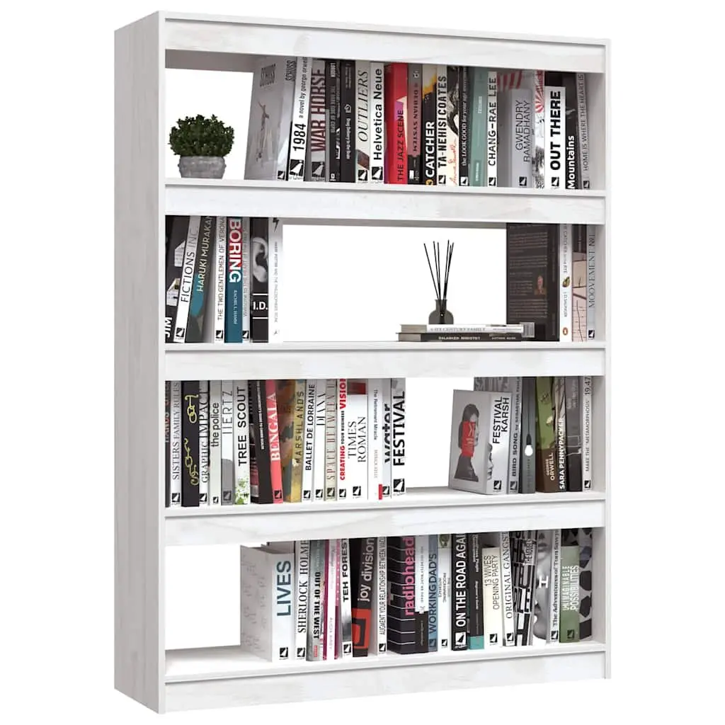 Solid Pinewood Bookcase 100x30x135.5cm White Room Divider Furniture
