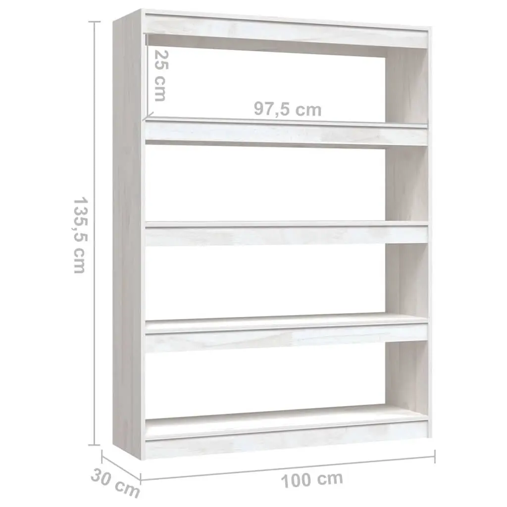 Solid Pinewood Bookcase 100x30x135.5cm White Room Divider Furniture