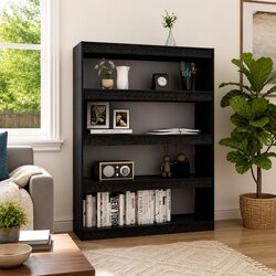 Black Pinewood Book Cabinet - 100 x 30 x 135.5 cm Dimensions