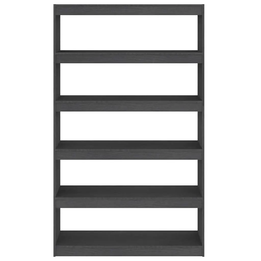 Grey Solid Pinewood Bookcase Storage Shelf Room Divider Standing 100x30x1675cm