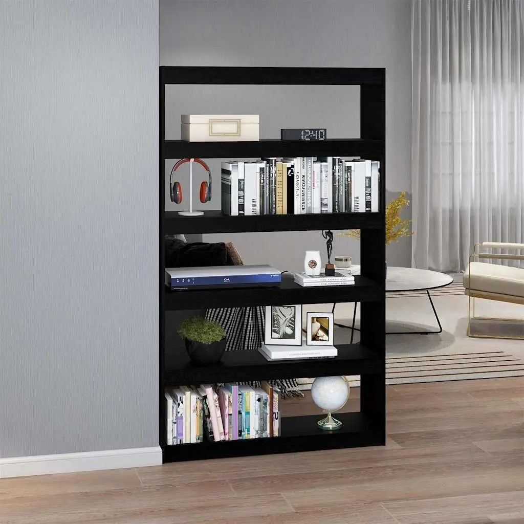 Black Solid Pinewood Book Cabinet