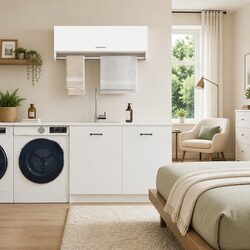 White Wardrobe Cabinet Specifications: 100x32.5x35 cm, Engineered Wood