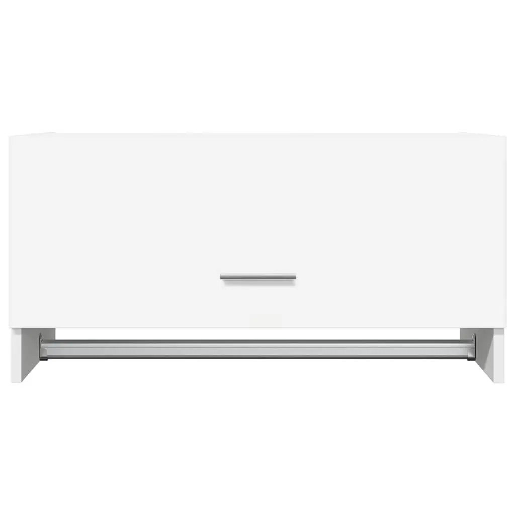 White Compact Wardrobe Cupboard Storage Cabinet with Hanger Bar Engineered Wood