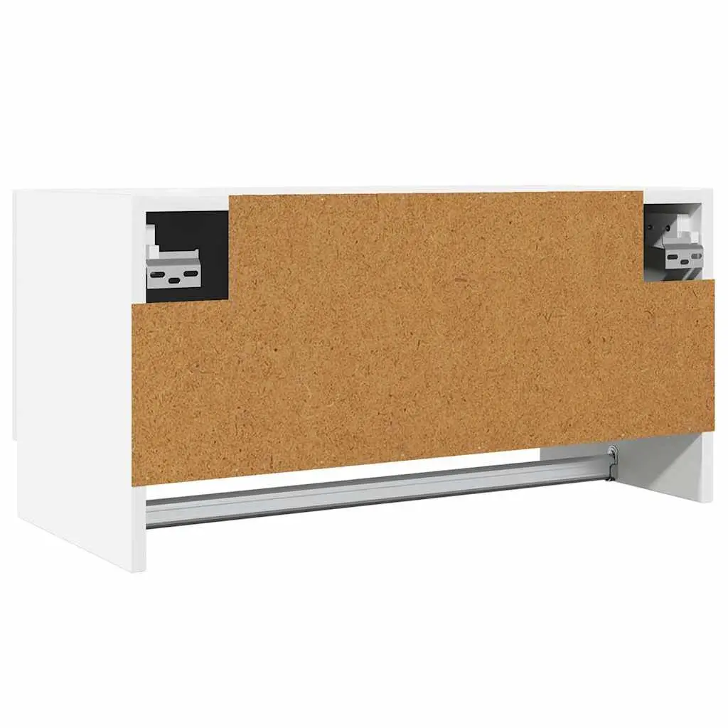 White Compact Wardrobe Cupboard Storage Cabinet with Hanger Bar Engineered Wood