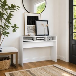 White Engineered Wood Console Table, 105x30x80cm