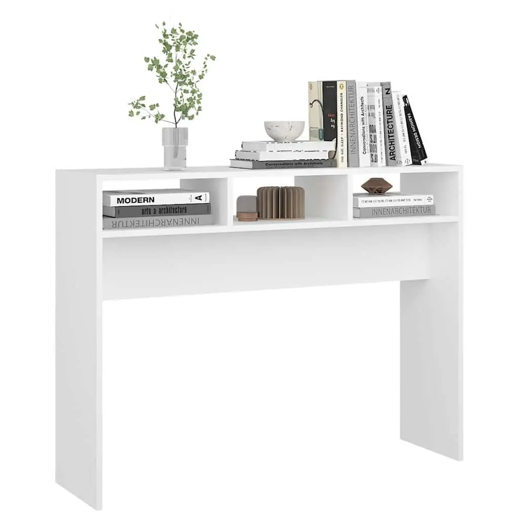White Engineered Wood Console Table, 105x30x80cm