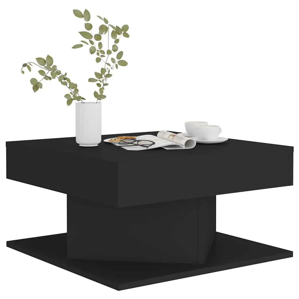 Coffee Table Living Room Black Square Engineered Wood 57L x 57W x 30H cm
