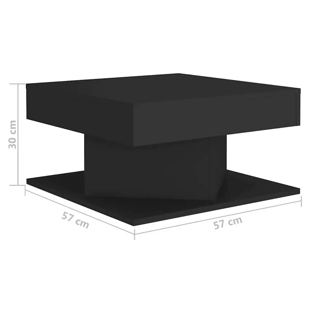 Coffee Table Living Room Black Square Engineered Wood 57L x 57W x 30H cm
