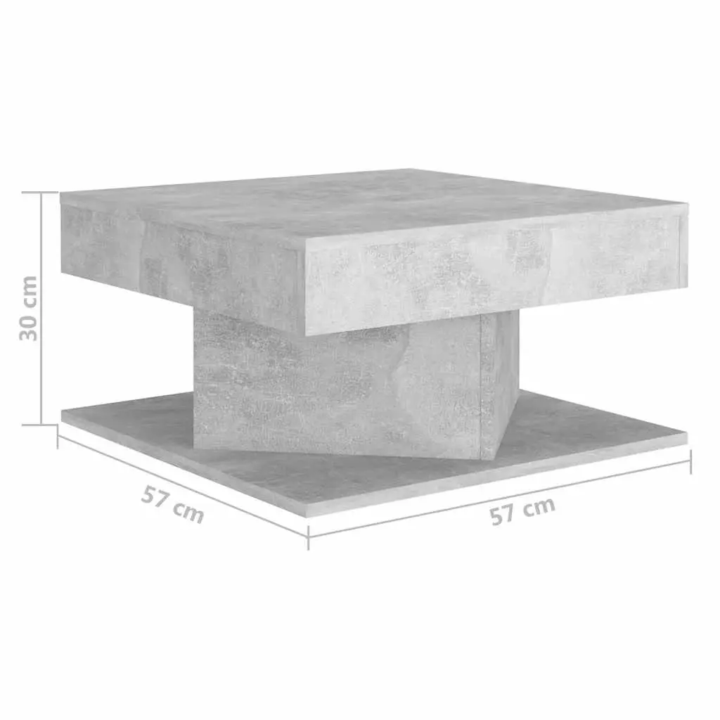Coffee Table Grey Concrete 57x57x30 cm Engineered Wood Accent Side Storage