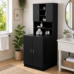 Washing Machine Cabinet Dimensions: 70.5x25.5x90cm in Black
