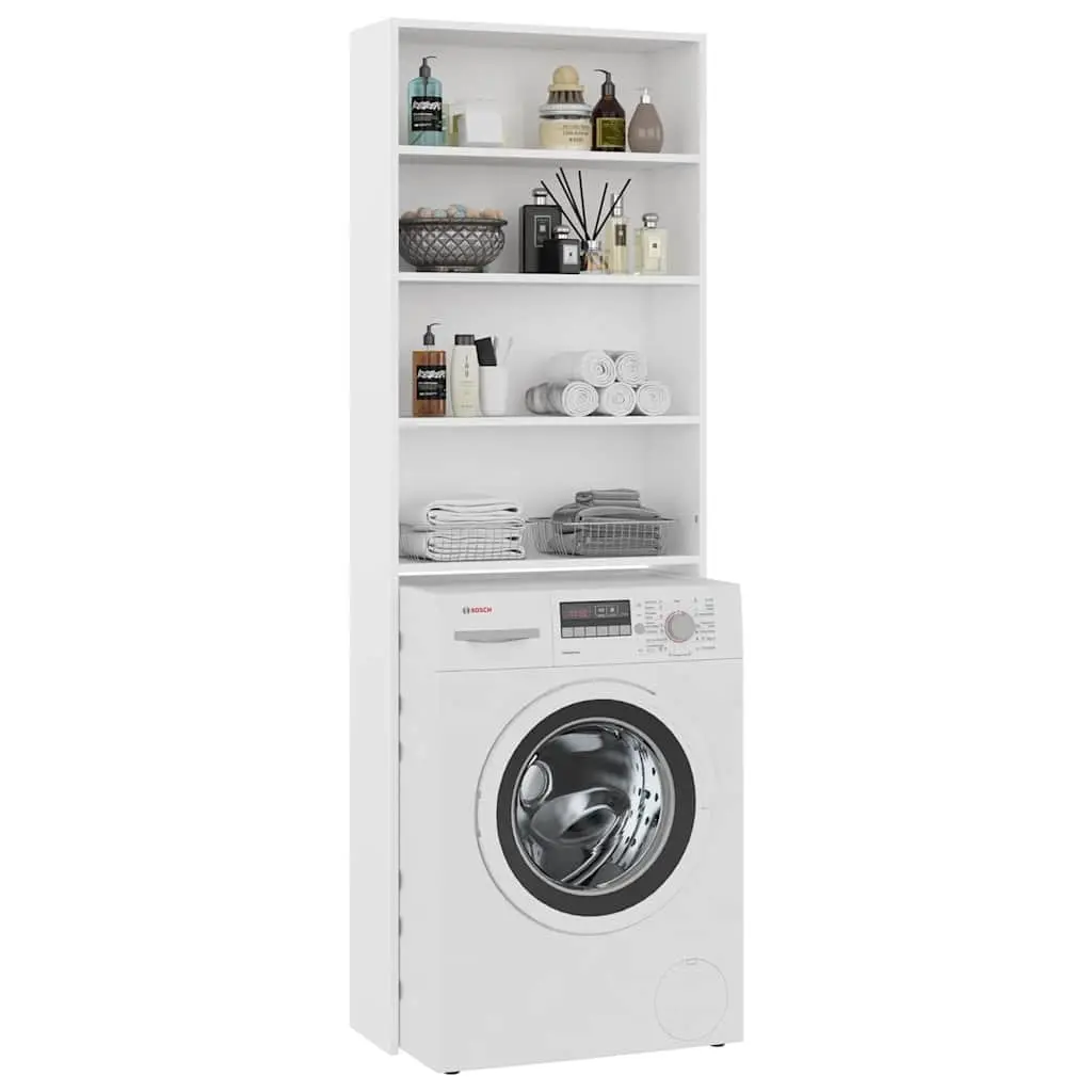 Washing Machine Cabinet White Storage Organizer Bathroom 64 x 24 x 190 cm