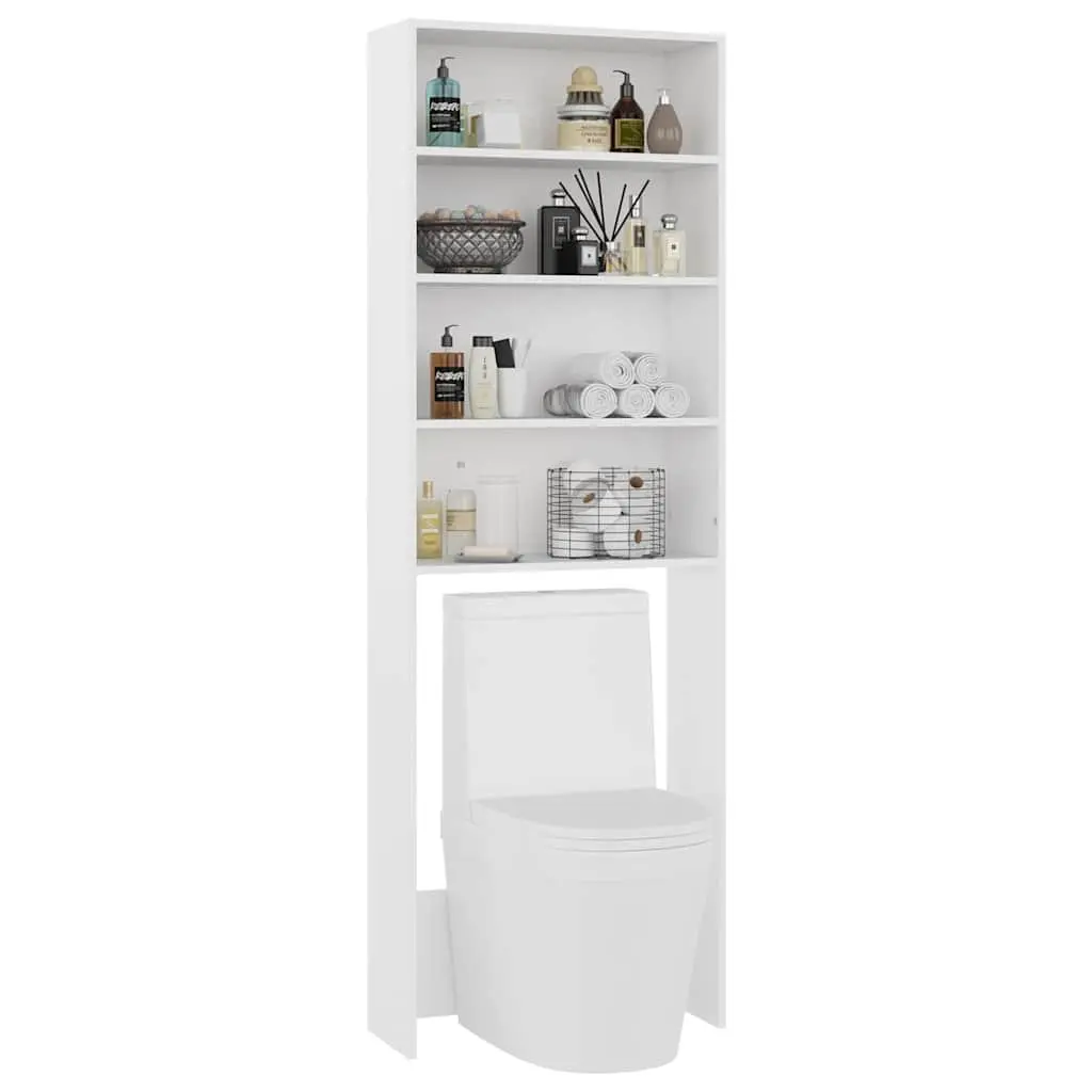 Washing Machine Cabinet White Storage Organizer Bathroom 64 x 24 x 190 cm