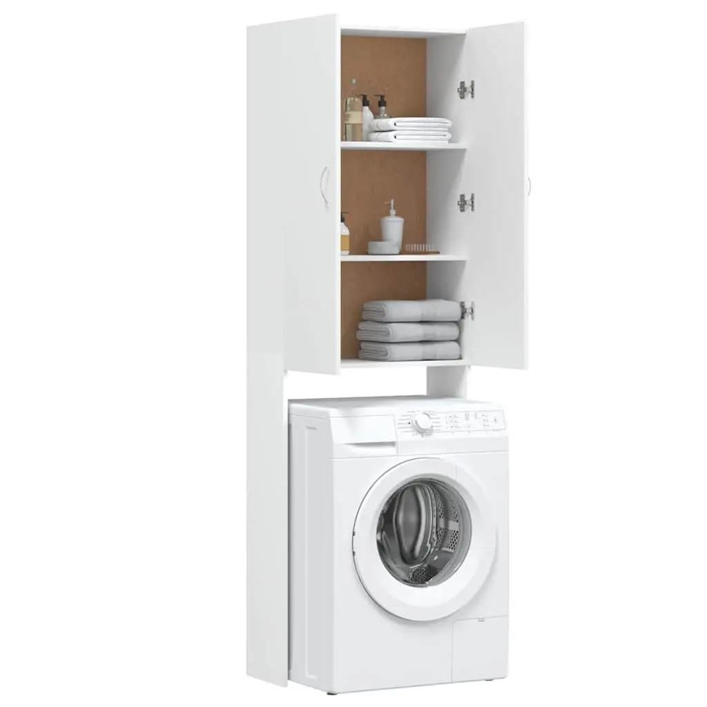 Tall Storage Cabinet for Laundry Bathroom 64x25.5x190 cm White Engineered Wood