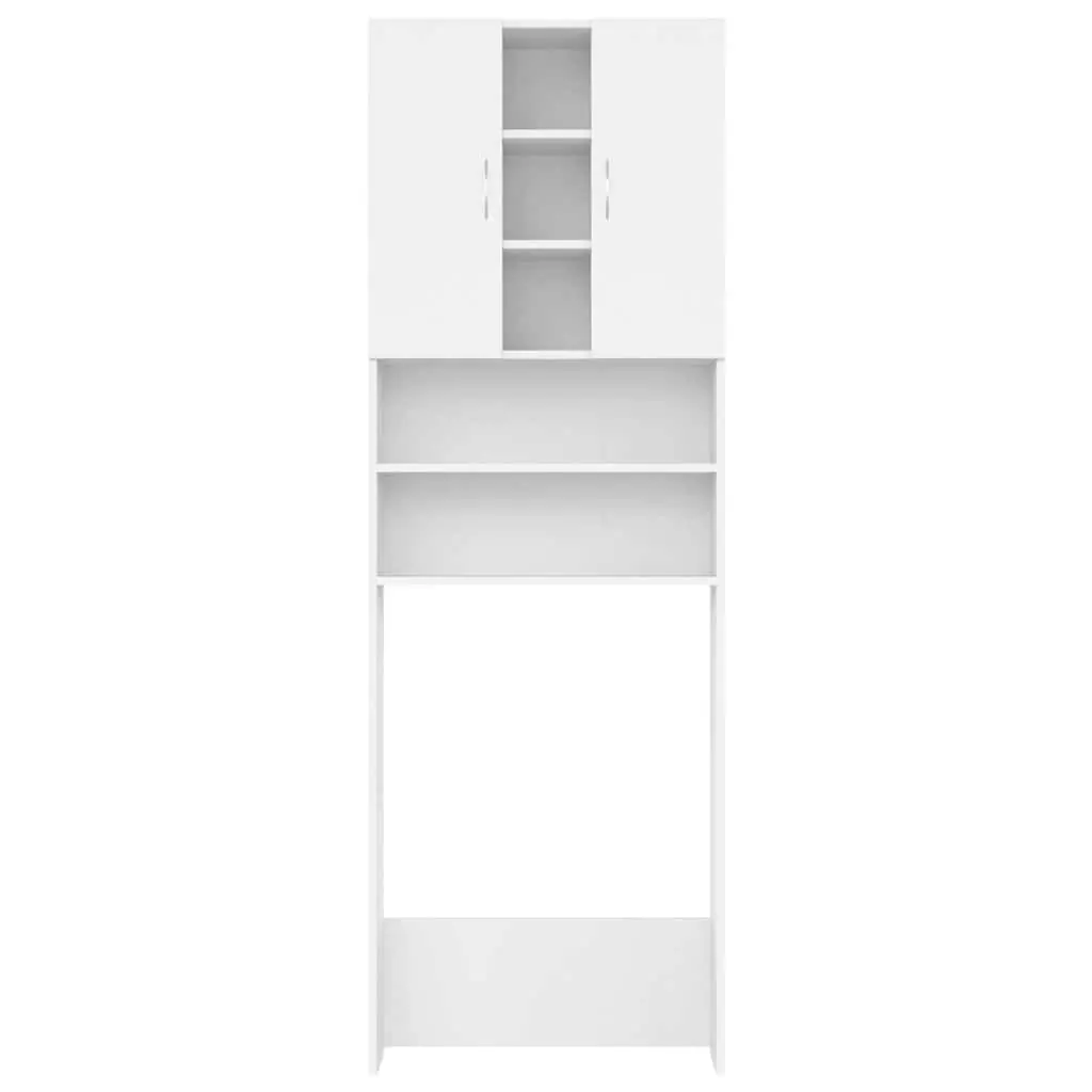 Washing Machine Cabinet Bathroom Storage 2 Doors 9 Compartments White