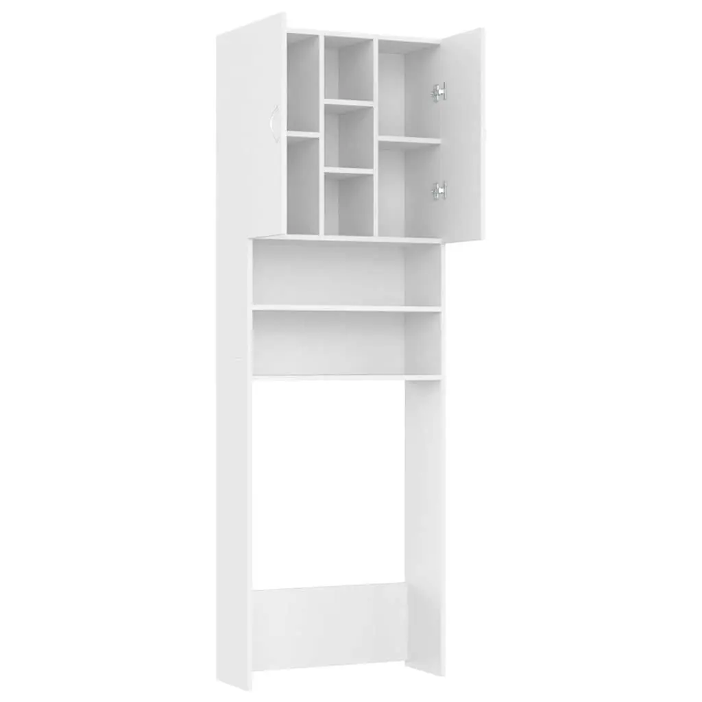 Washing Machine Cabinet Bathroom Storage 2 Doors 9 Compartments White