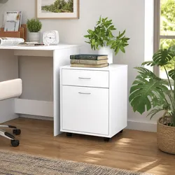 Rolling Storage Cabinet - 45 x 38 x 54 cm, White, Engineered Wood
