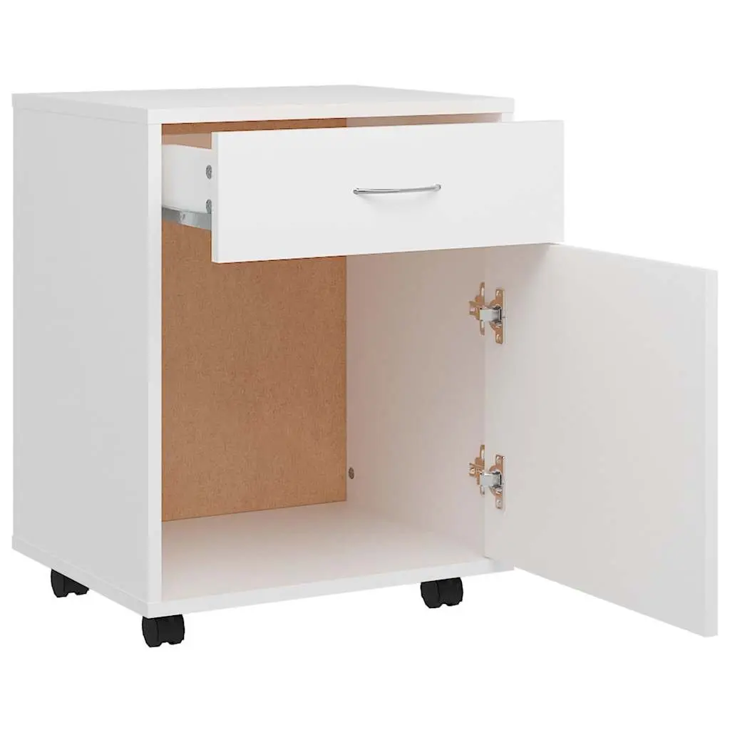Rolling Storage Cabinet for Home Office White 45 x 38 x 54 cm