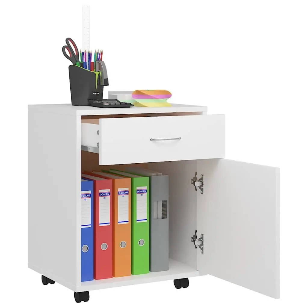 Rolling Storage Cabinet for Home Office White 45 x 38 x 54 cm