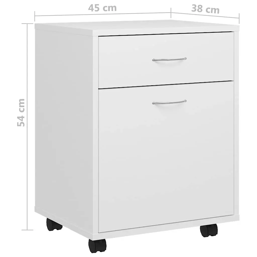 Rolling Storage Cabinet for Home Office White 45 x 38 x 54 cm