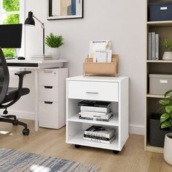 Rolling Storage Cabinet 46W x 36D x 59H cm White Engineered Wood Design