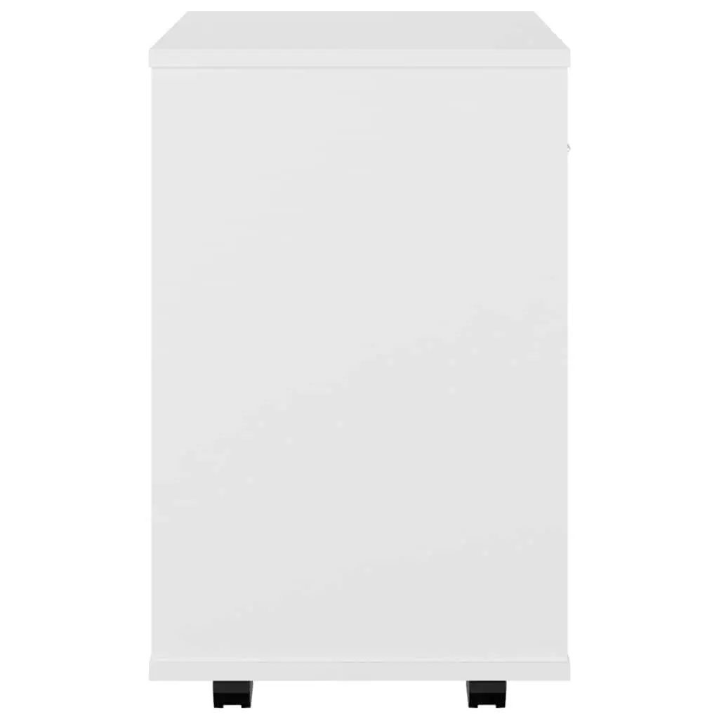 Rolling Storage Cabinet White Engineered Wood Mobile Printer Desk Organizer
