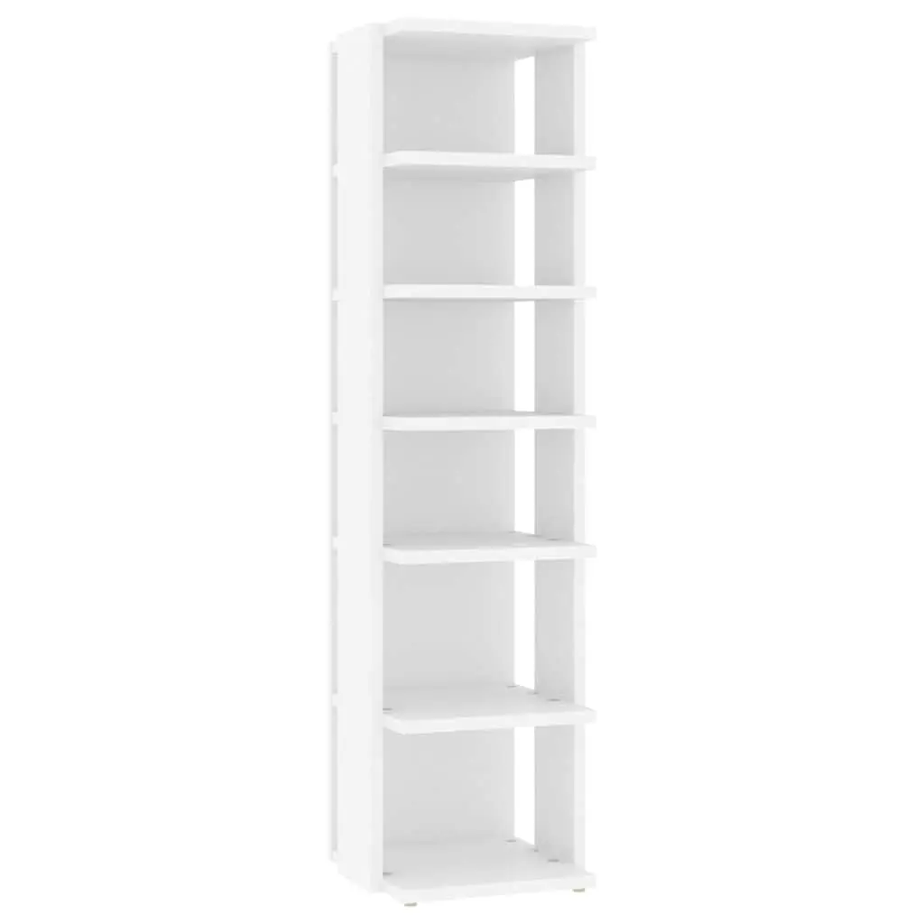 Shoe Cabinet for Home 27.5x27x102cm White Storage Organiser 6 Shelves Narrow Corner 2 Piece