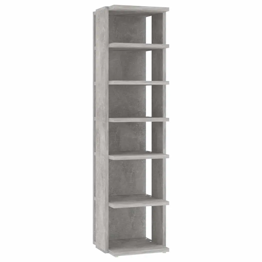 Shoe Cabinet Grey Engineered Wood Storage Rack Organiser 6 Shelves Narrow Corner