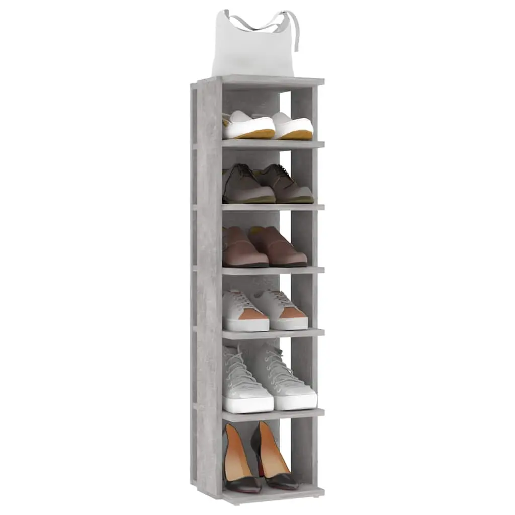 Shoe Cabinet Grey Engineered Wood Storage Rack Organiser 6 Shelves Narrow Corner