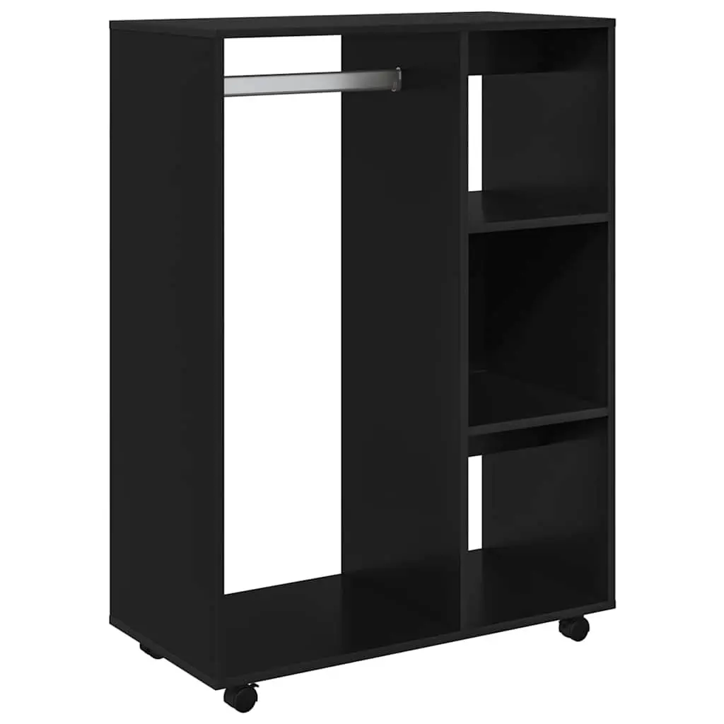 Black Engineered Wood Wardrobe Cabinet