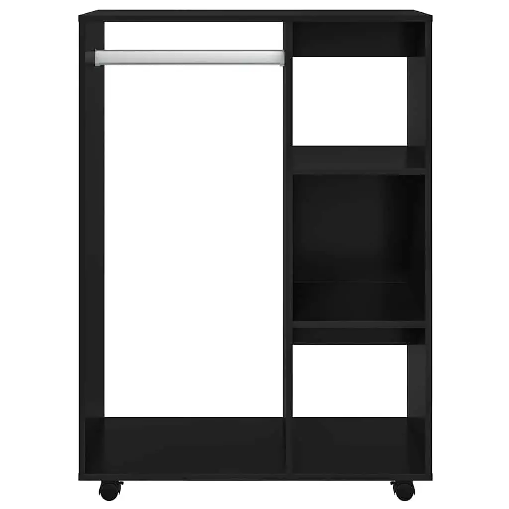 Black Engineered Wood Wardrobe Cabinet