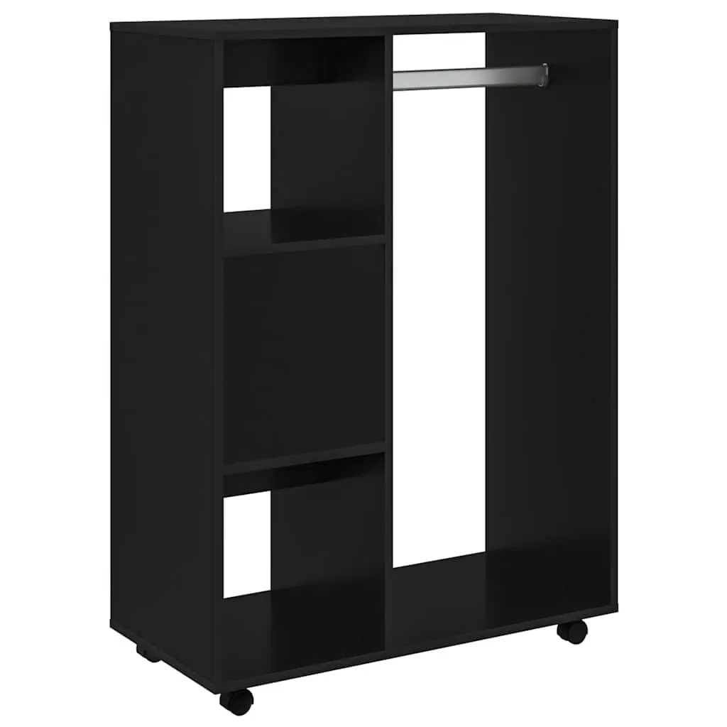 Black Engineered Wood Wardrobe Cabinet