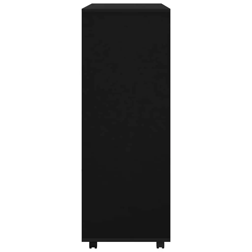 Black Engineered Wood Wardrobe Cabinet