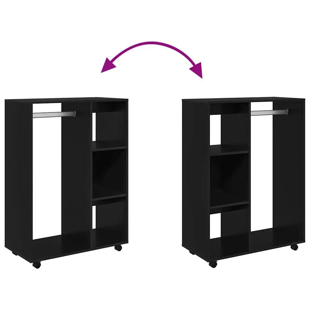 Black Engineered Wood Wardrobe Cabinet