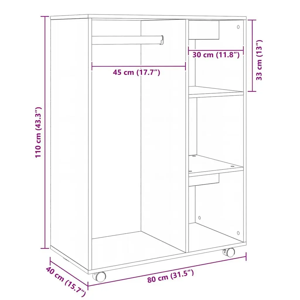 Black Engineered Wood Wardrobe Cabinet