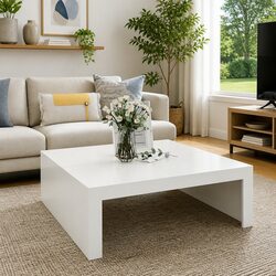 White Square Coffee Table - 100 x 100 x 35 cm