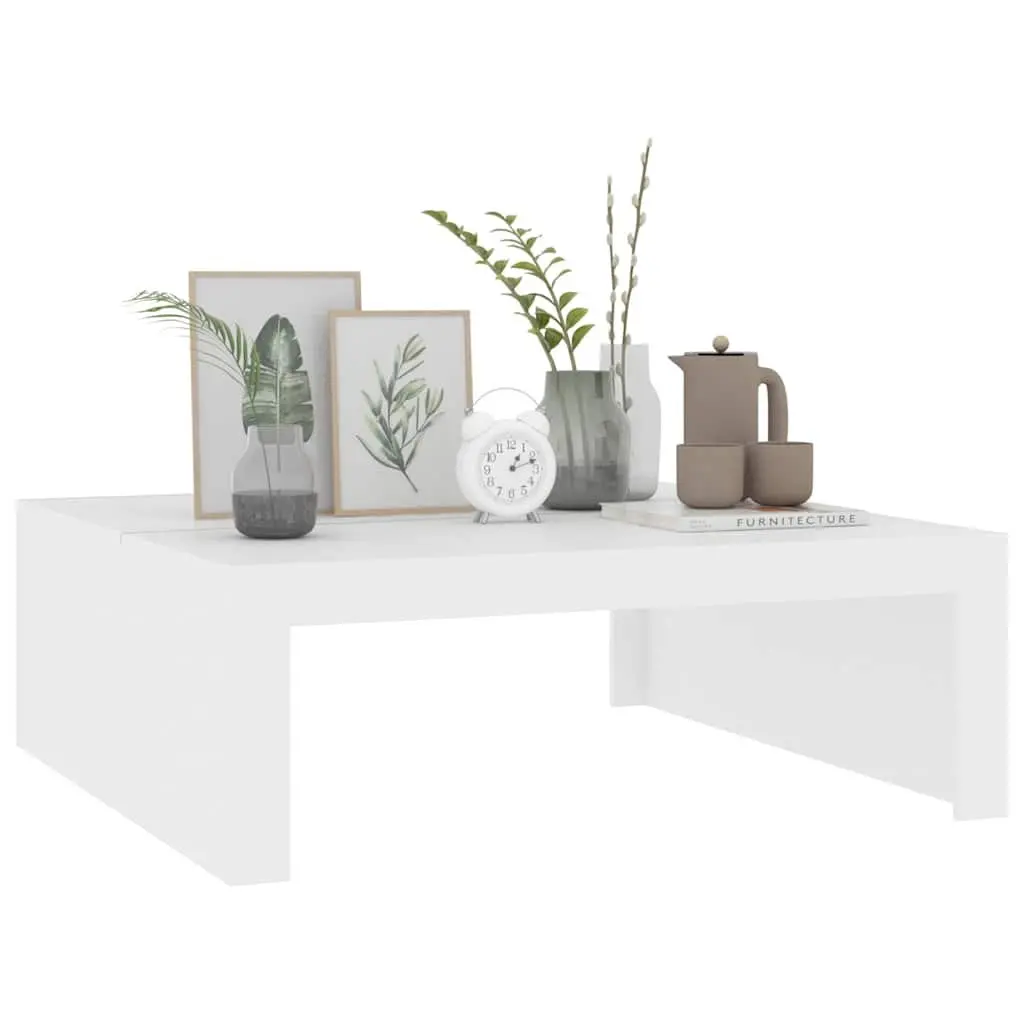 Coffee Table White Square Modern Living Room 100 x 100 x 35 cm