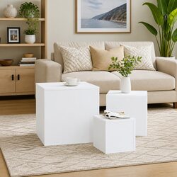White Accent Side Tables Set of 3 - Specifications Inside