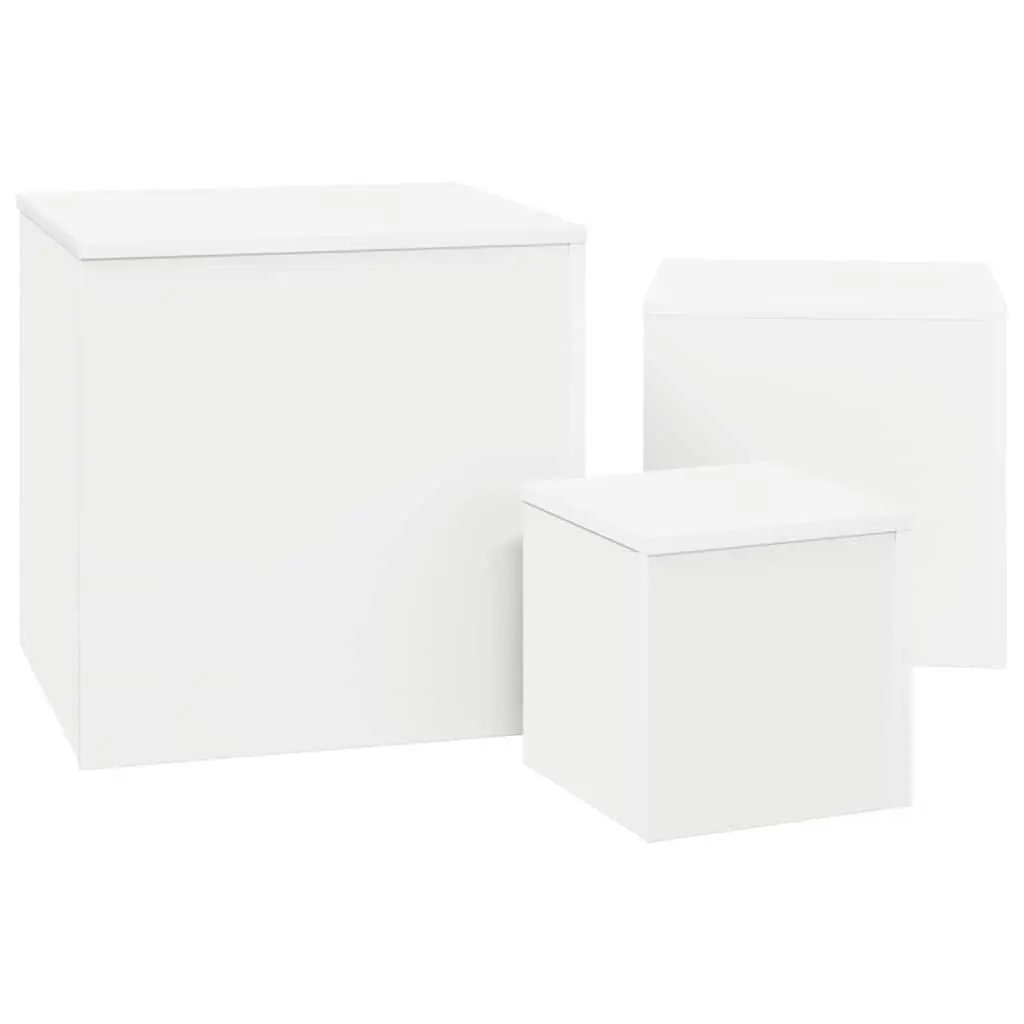 Accent Side Tables Set of 3 for Living Room Bedroom White