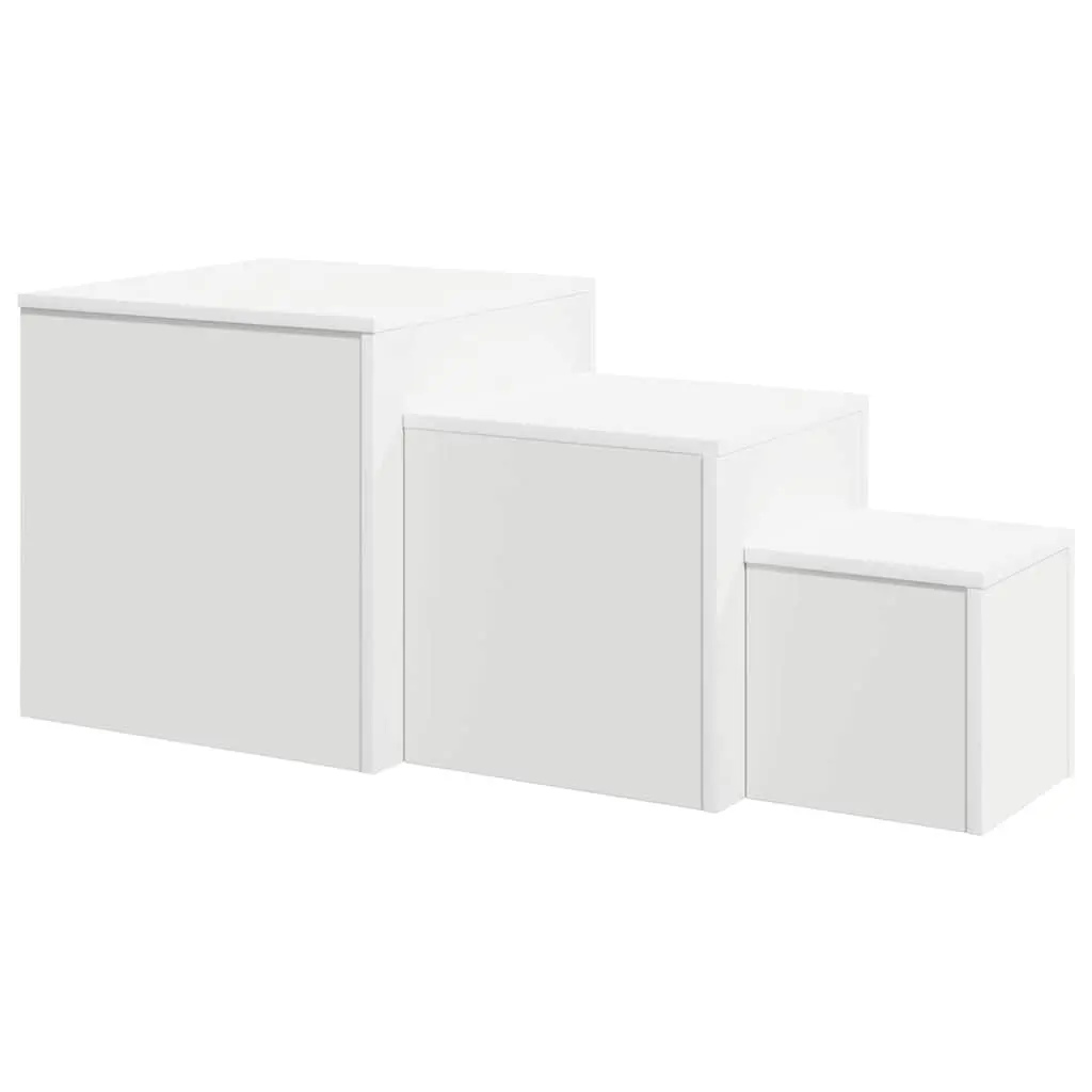 Accent Side Tables Set of 3 for Living Room Bedroom White