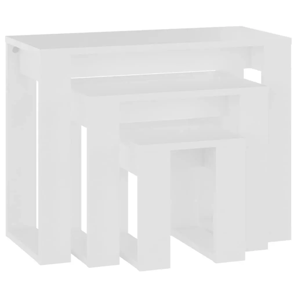 Nesting Tables 3 Piece Set White Space Saving Side Tables Living Room Bedroom