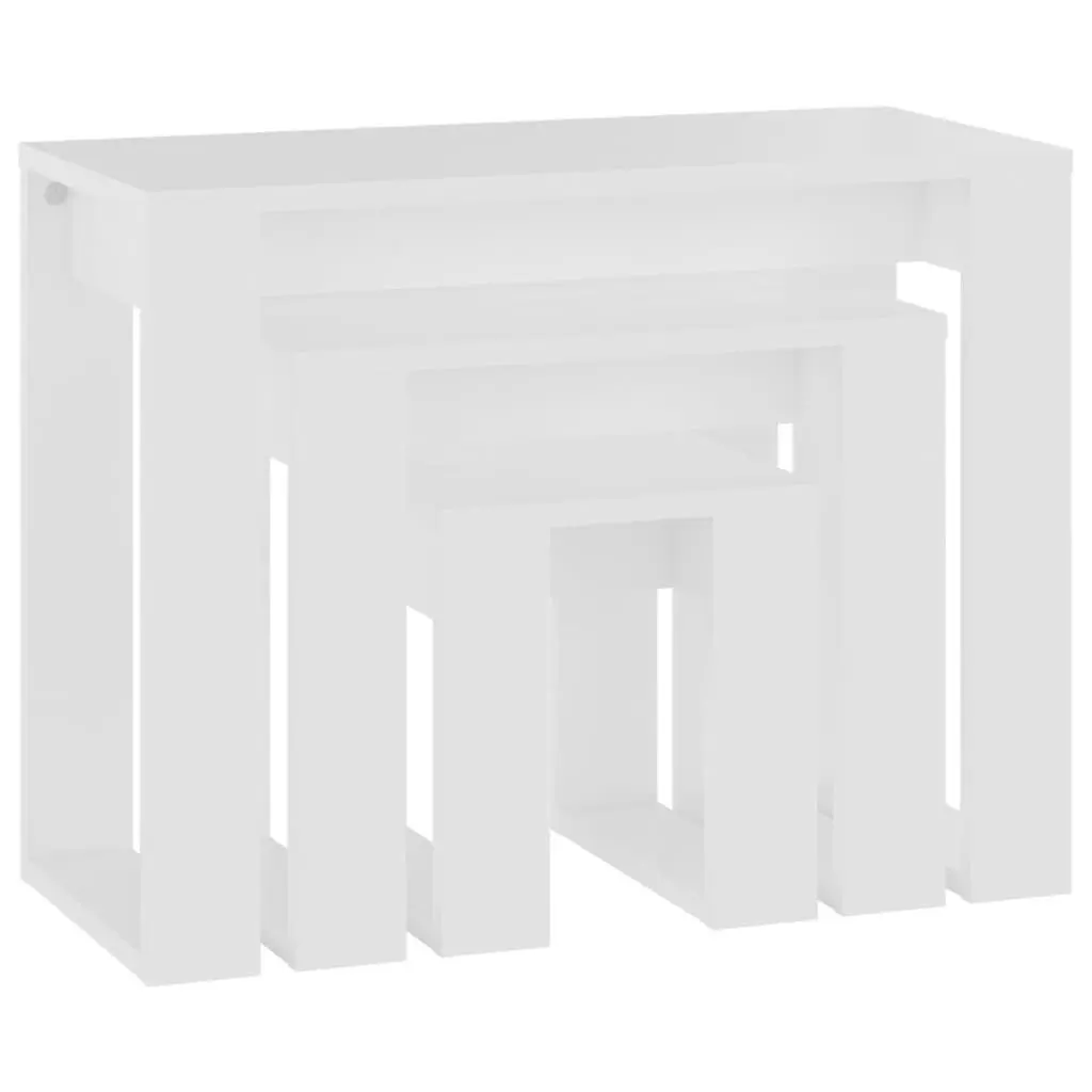 Nesting Tables 3 Piece Set White Space Saving Side Tables Living Room Bedroom