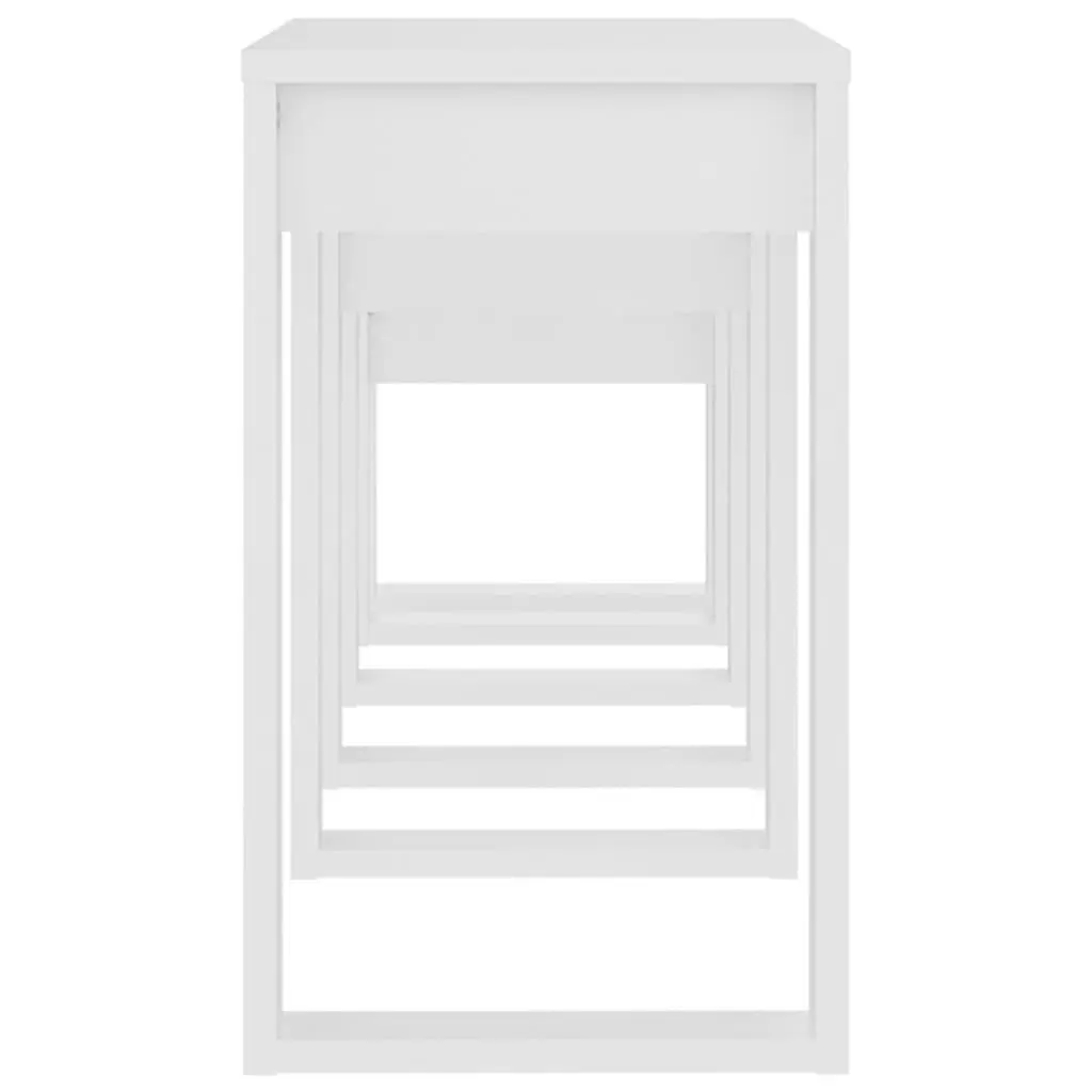 Nesting Tables 3 Piece Set White Space Saving Side Tables Living Room Bedroom